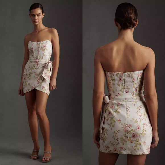 NWT V. Chapman Nasturtium Floral Bow Micro Mini Dress - Picture 6 of 6